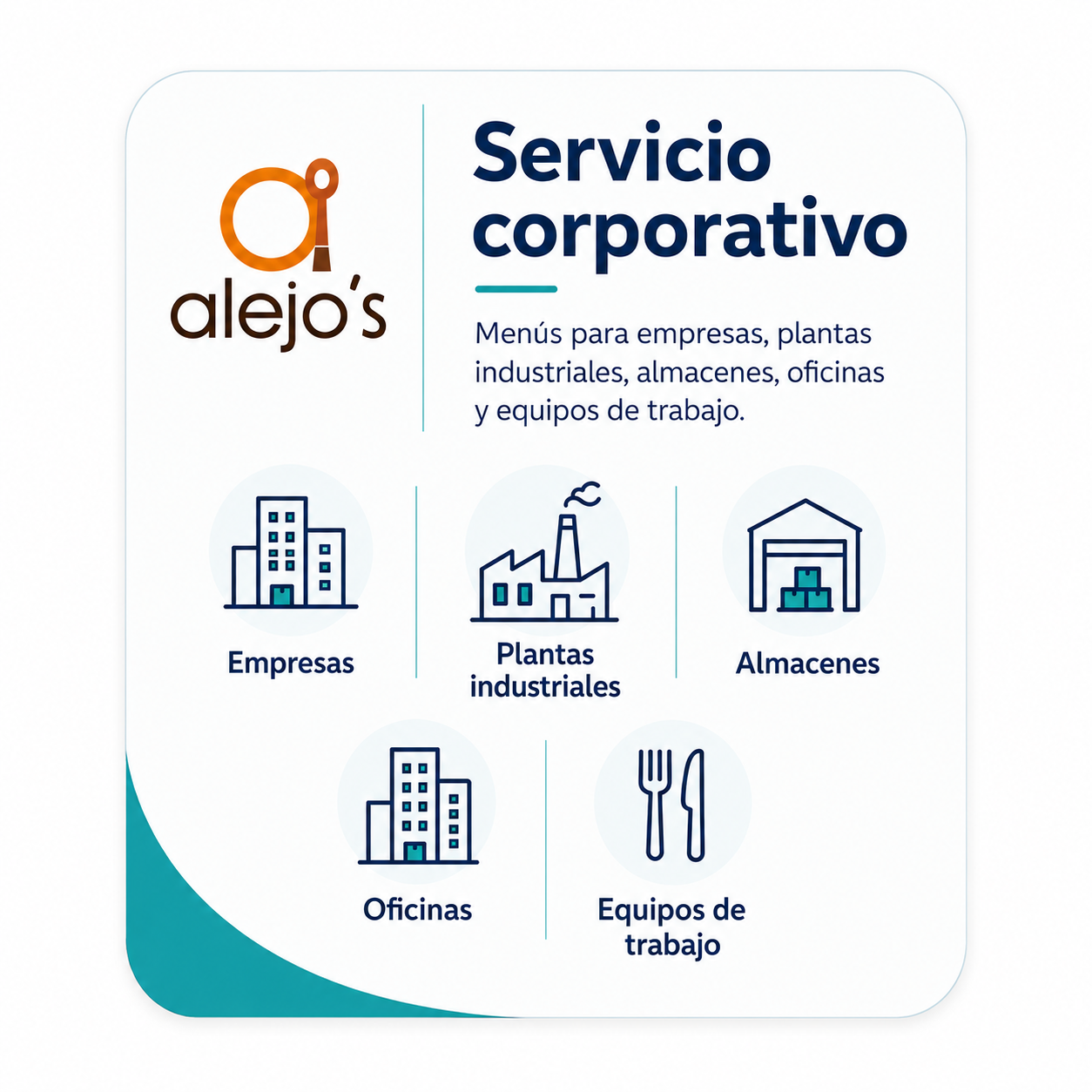 Servicio corporativo Alejo's para empresas, plantas industriales, almacenes y oficinas